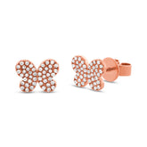 0.22ct 14k Rose Gold Diamond Pave Butterfly Stud Earring